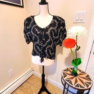 Vintage Black and White Floral Top